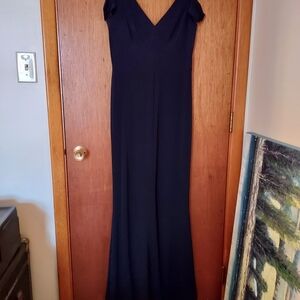 Calvin Klein Deep Blue Cold-Shoulder Maxi Dress